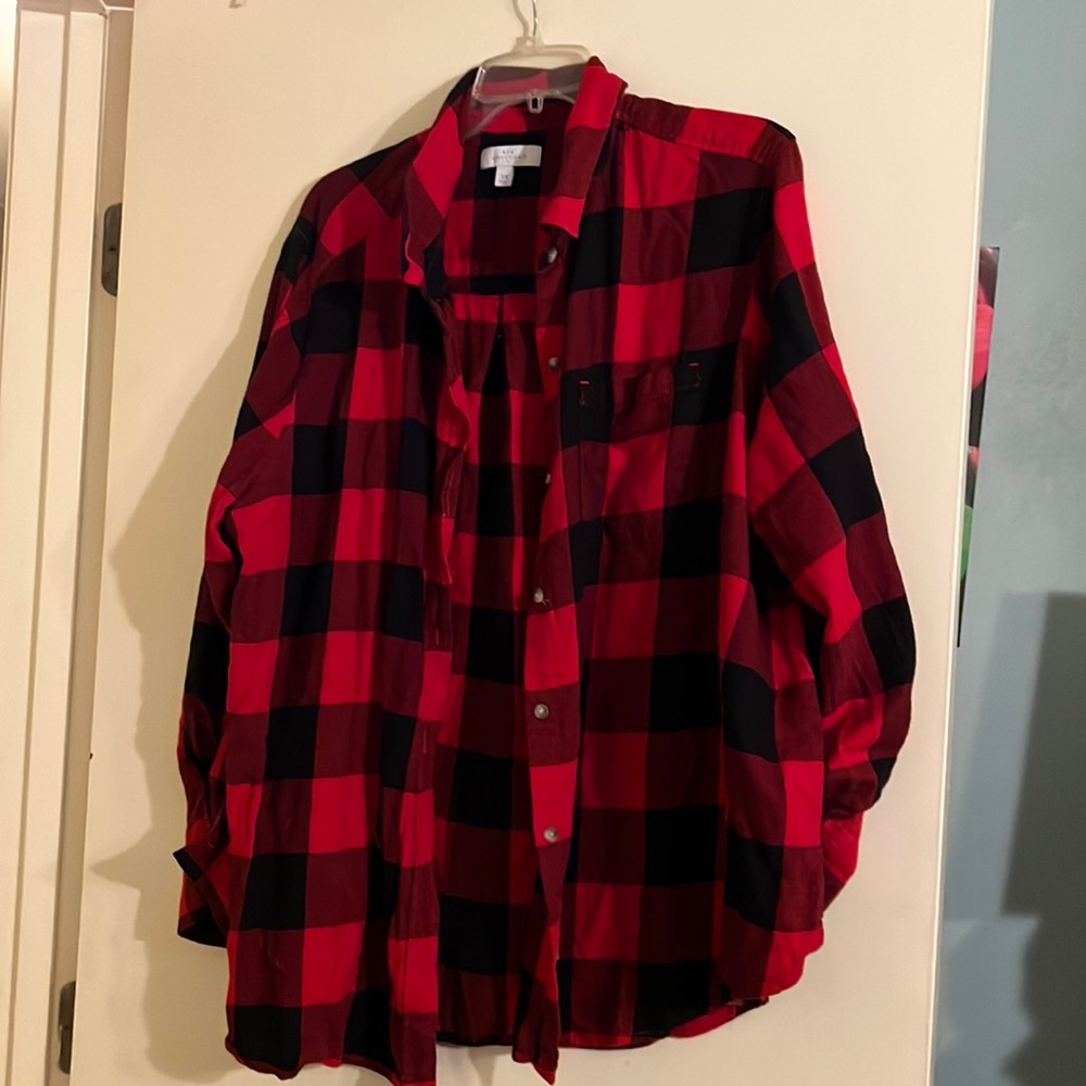 SOLD>>> New Directions 3X red and black plaid top